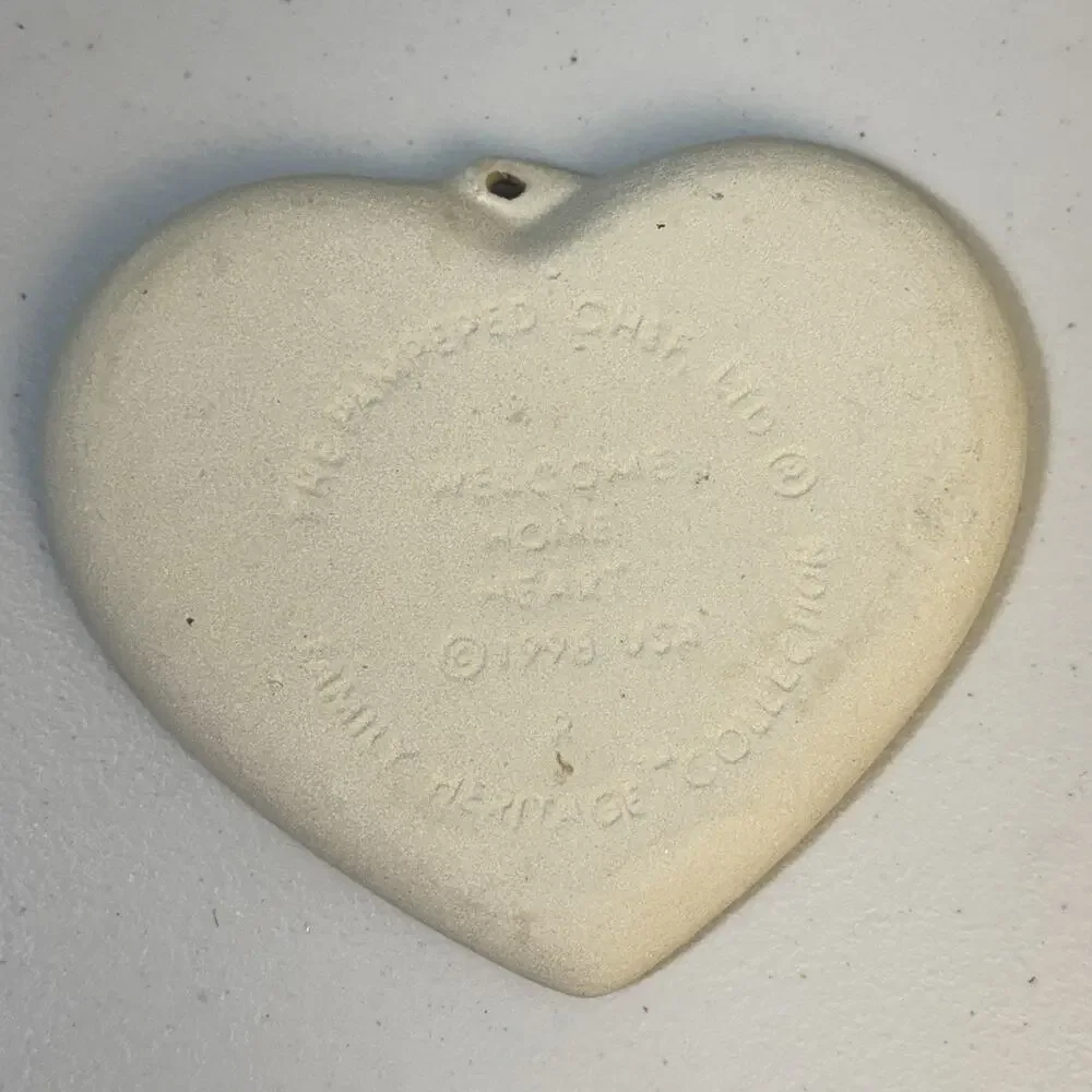 Pampered Chef Stoneware WELCOME HOME Heart Clay Pie Cookie Mold Press Design VTG